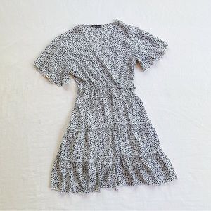 SHEIN | Floral Faux Wrap V-Neckline Tiered Ruffle Flutter Sleeves Dress